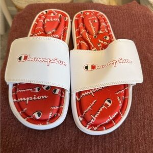 Champion Red and White Slide Sandals